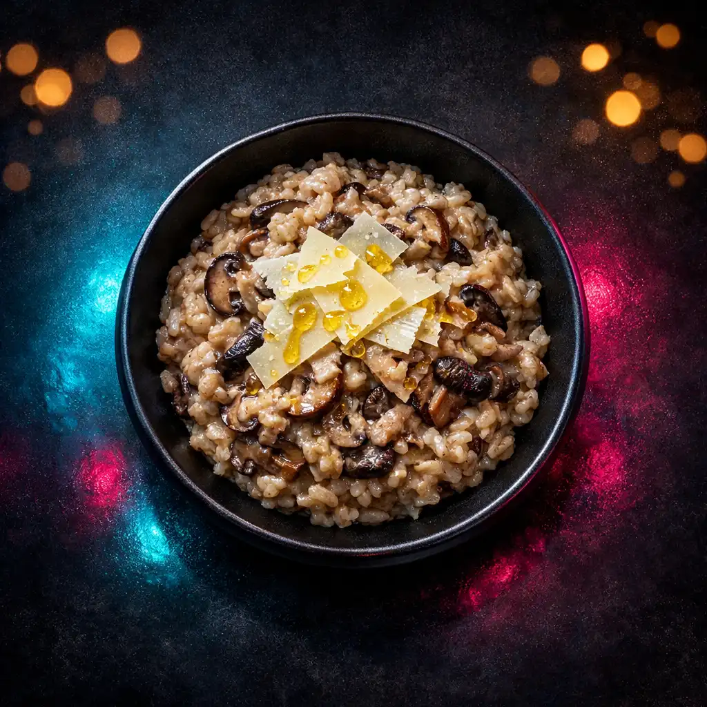Kremowe risotto z grzybami leśnymi, parmezanem i oliwą truflową